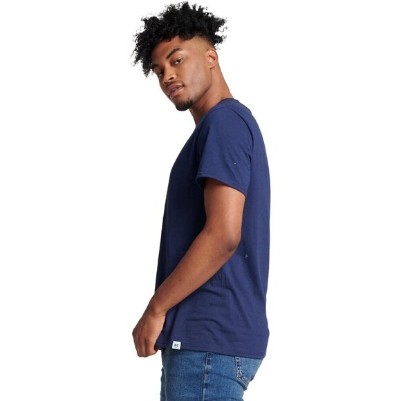 ✨Men's Blue Athletic Cotton Blend Short Sleeve Tees Wicking Protection Shirt - Picture 3 of 4